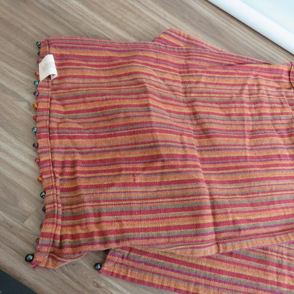 VINTAGE PIER 1 IMPORTS Cotton Woven Multicolor Stripe Beaded Placemats Boho X6